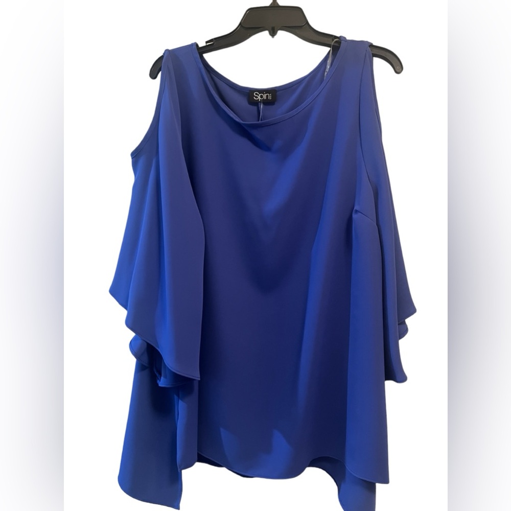 Spin brand Purple Blue peek a boo shoulder Blouse Top